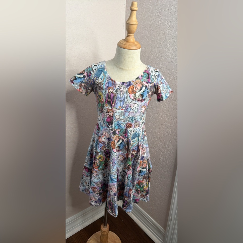 Colorful Kids Casual Frozen Disney Dress